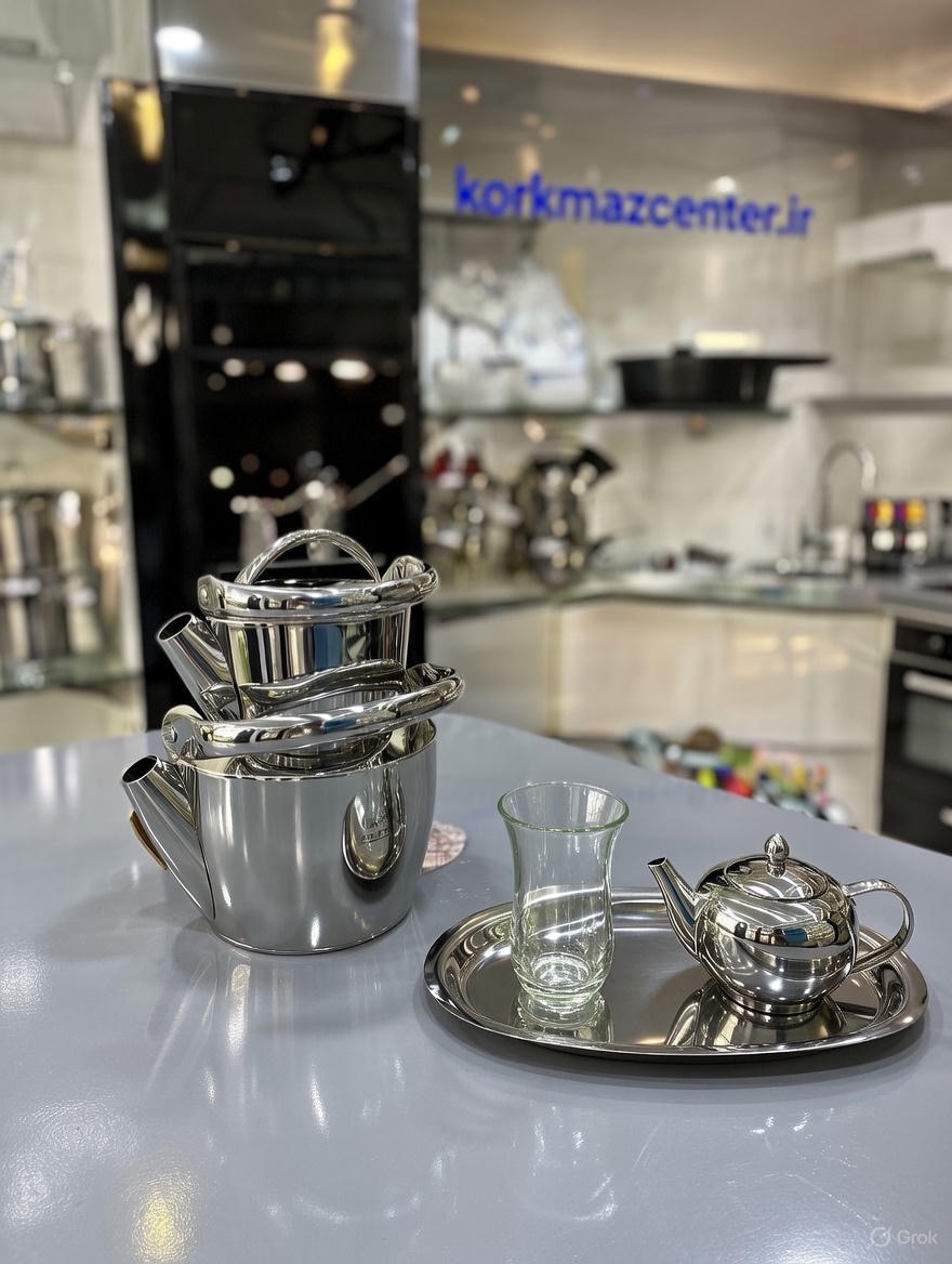کتری و قوری لایف اسمایل مدل TK1-18 ظرفیت ۲ لیتر استیل ضد زنگ